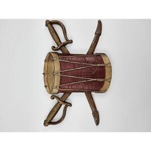 1976 Sexton USA Patriotic Wall Plaque – Drum & Swords Cast Metal Decor